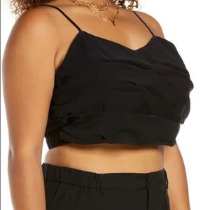 NWT - OPEN EDIT - XL- Pleated Crop Cami in Black